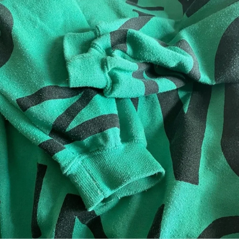 Vintage Abstract Graffiti Crewneck Sweatshirt Green Black Size S Made in Korea - Picture 6 of 6